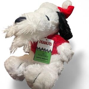 Warmies Peanuts Santa Snoopy Plush - Festive Red and White